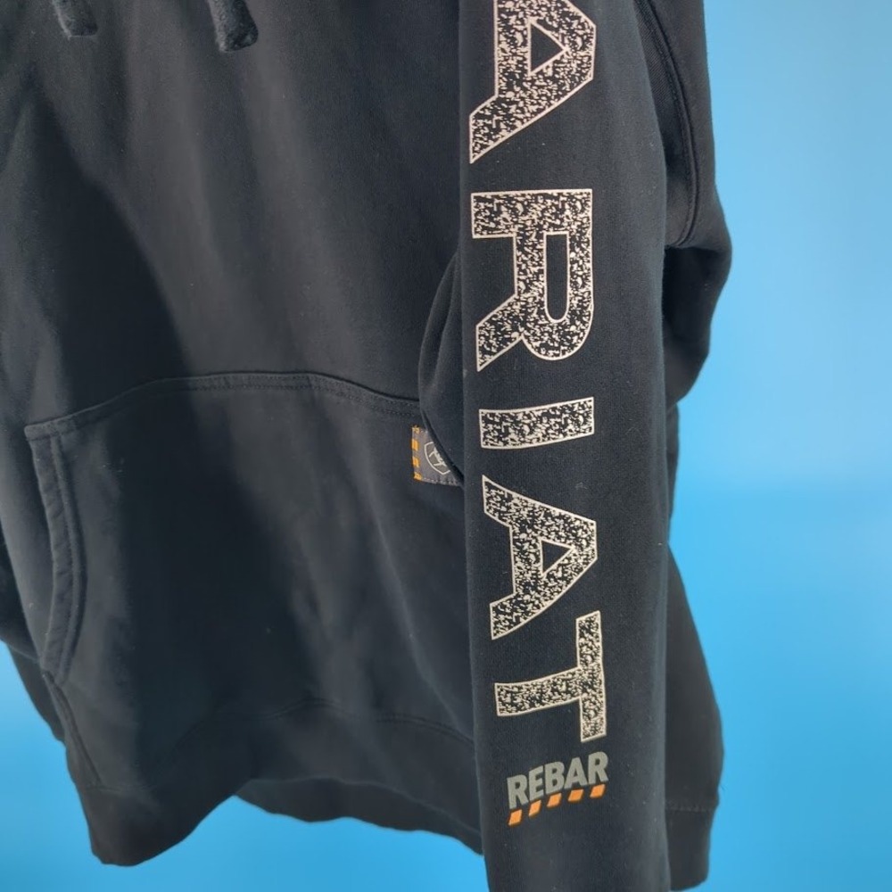 Ariat Rebar Mens Black Skull Hard Hat Work Graphic Pullover Hoodie Large L 1032 - Picture 6 of 8